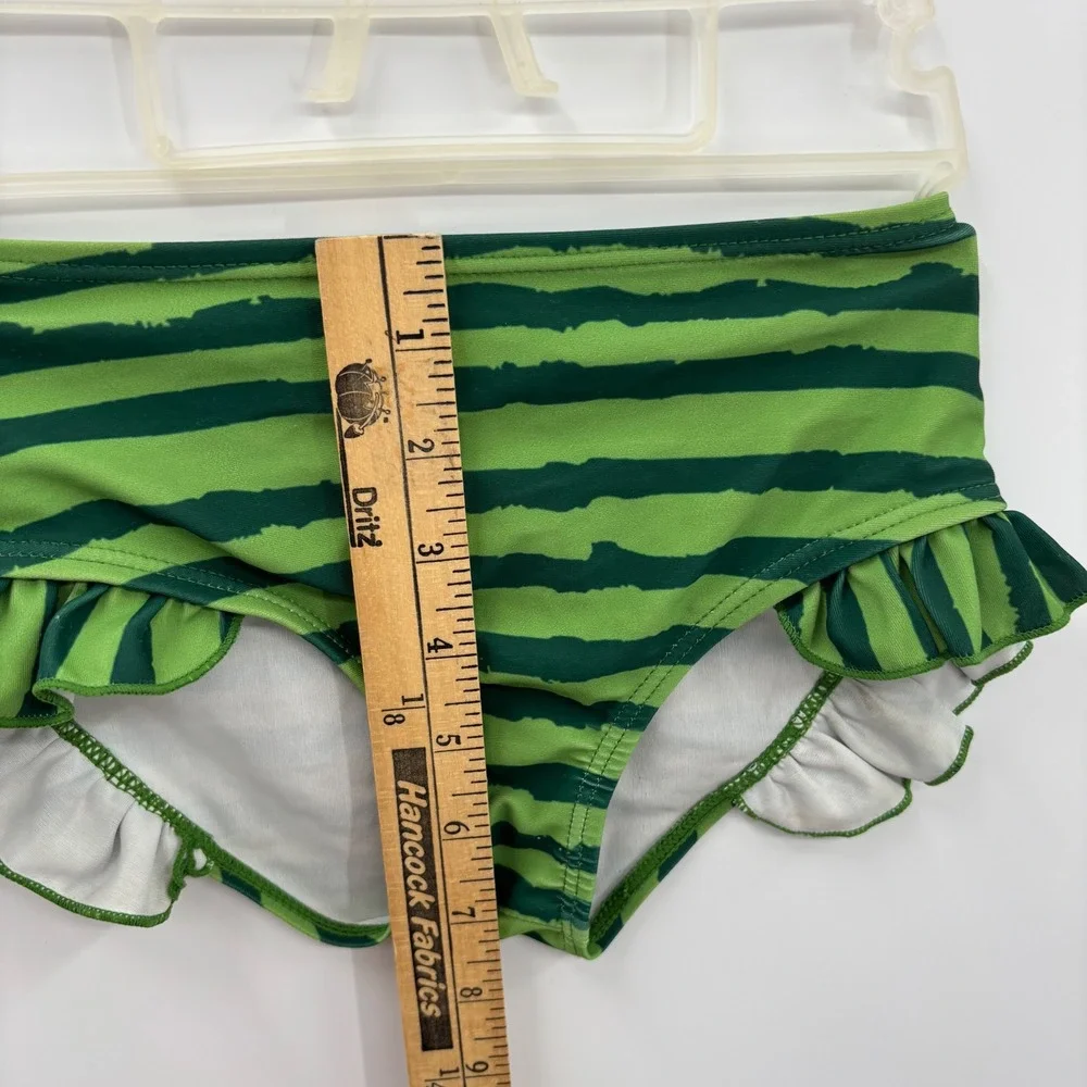 Watermelon Ruffle Swim Bottoms Girls Large Green Stripe Summer Beach Fruit Cute
